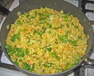 Sabudana Kitchadi when cooked with turmeric